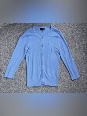 The Limited Baby Blue 3/4 Sleeve Button Front Classic Cardigan Sweater